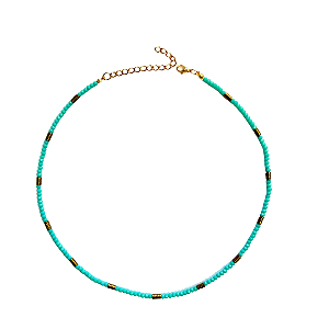 Choker Gargantilha de Cristais Turquesa com Hematita