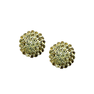 Brinco Pequeno Redondo Strass Amarelo Manteiga