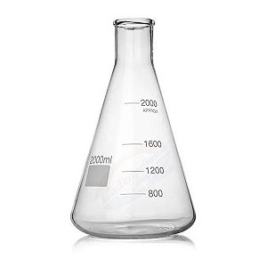 Erlenmeyer 3000ml Vidro Boro Boca Estreita Graduad Uniglas