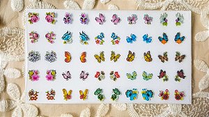 Cartelão Adesivos de Unha 3D - borboletas - 50 adesivos