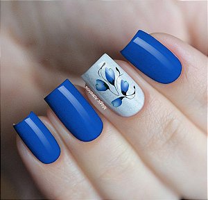 Adesivos de Unha Ramos de Flores Azul - FL185
