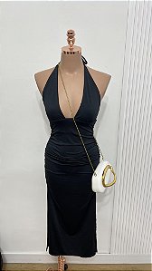 Vestido Preto Longuete Halter