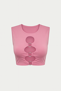 Top Rosa Argolas Frontais