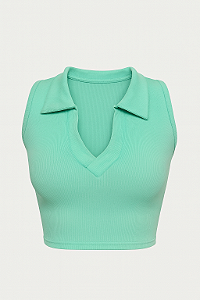 Cropped Verde com Gola