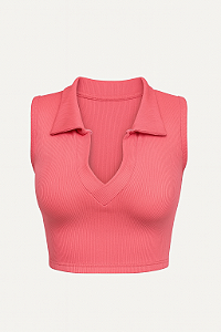 Cropped Polo Coral