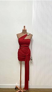 Vestido vermelho um ombro só