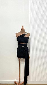 Vestido preto um ombro só