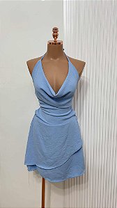 Macaquinho Azul Drapeado