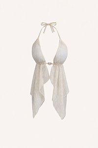 Top Frente Única Branco com Fivela Coração