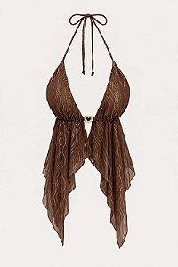 Top Frente Única Texturizado com Coração