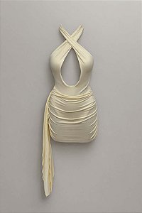 Conjunto Curto Drapeado Decote Cruzado Off White