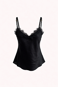 Blusa Preta de Alça com Renda