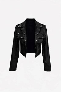 Jaqueta Couro Preta com Tachas