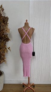 Vestido tricô rosa