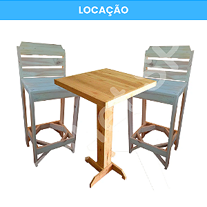 Locação Mesa Bistrô De Madeira Com Cadeiras