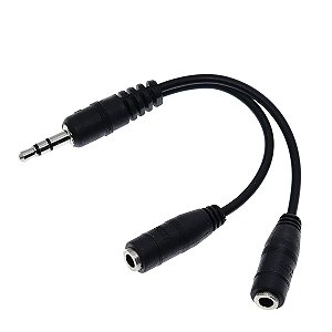 Cabo Adaptador De Audio P2 Duplo Femea Para 2 Fones