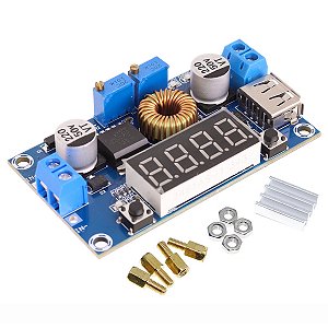 Regulador De Tensão Xl4015 Com Voltímetro Usb Step Down 5a