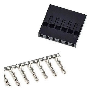 Kit 50 Conectores Dupont 6 Vias Fêmea com Terminal