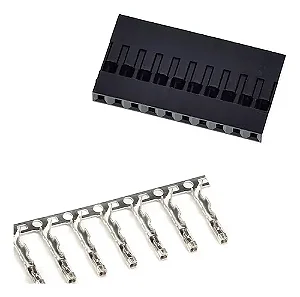 Kit 50 Conectores Dupont 10 Vias Fêmea com Terminal