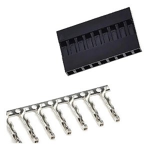 Kit 50 Conectores Dupont 9 Vias Fêmea com Terminal