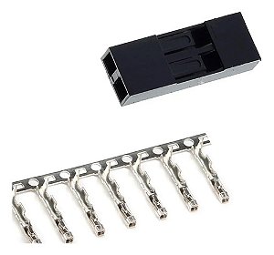 Kit 5 Conectores Dupont 2 Vias Fêmea com Terminal