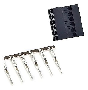 Kit 5 Conectores Dupont Duplo 2x6 12 Vias Macho