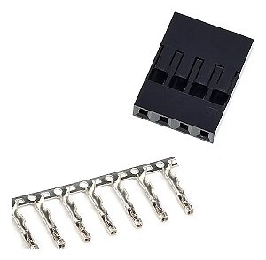 Kit 10 Conectores Dupont 4 Vias Fêmea com Terminal
