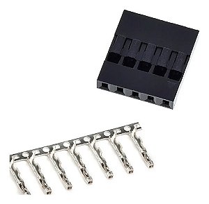 Kit 50 Conectores Dupont 5 Vias Fêmea com Terminal