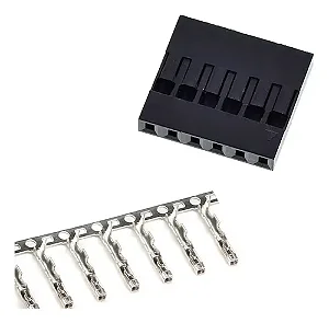Kit 10 Conectores Dupont 6 Vias Fêmea com Terminal