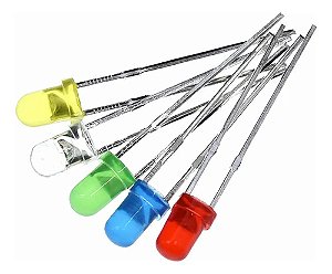 Kit 100 Peças LED Difuso 3mm Arduino 5 Cores