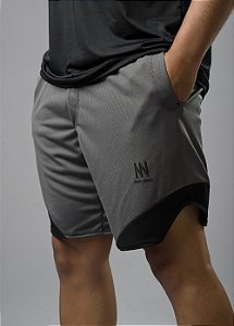 Short Dry Fit Recomeço Cinza com Detalhes preto.