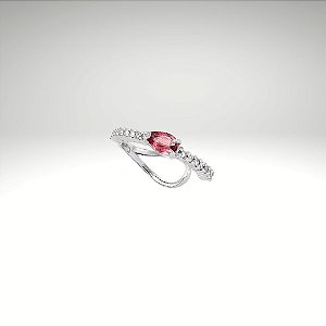 Piercing de Diamantes com Gota de Turmalina Rosa