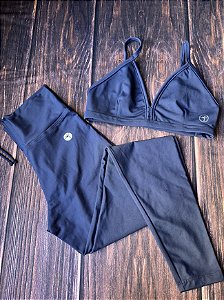 Conjunto Fitness Poliamida Preto