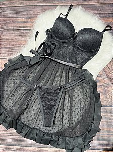 Camisola Preta Aberta na Lateral