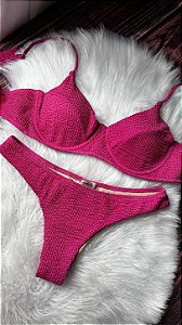 Biquíni Feminino Rosa Charmosa Texturizado