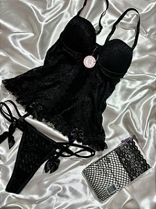 Espartilho Preto Veludo
