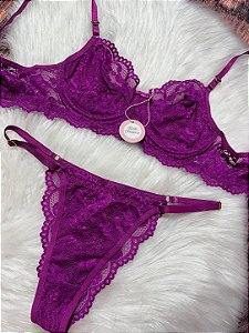 Conjunto de Lingerie Renda Roxa