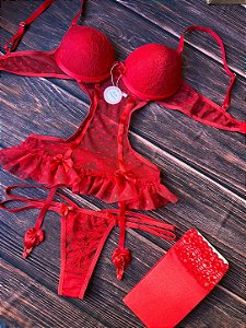 Conjunto Lingerie Sensual Tule