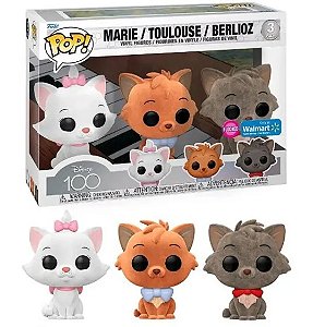 [#Pré-venda] - Funko Pop - Marie, Touslouse & Berlioz Flocked Exclusivo - The Aristocats (2 Pack)