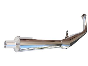 ESCAPAMENTO MÉDIA BAIXA P/ CIMA DO ESTRIBO RD 125/135 CROMADO