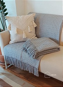 Manta de Sofá Decorativa Algodão Cinza Nobre 120 x 220