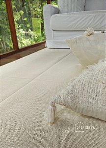 Tapete Artesanal Algodão Sala Quarto Slim Branco Cru 200 x 300
