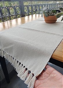 Caminho de Mesa Básico Boho Algodão Cru 35 x 110