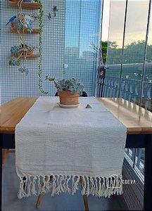 Caminho de Mesa Básico Boho Algodão Cru 40 x 210