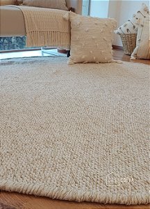 Tapete Premium Tear Algodão Cru Juta Redondo 190 cm