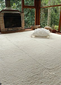 Tapete Artesanal Básico Sala Peludo Algodão Cru 250 x 350