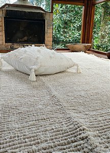 Tapete Peludo Algodão Sala Quarto Versatto Nude Cru 200 x 250