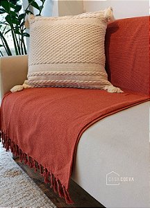 Manta Decorativa Sofá Grande Algodão Terracota 220 x 260
