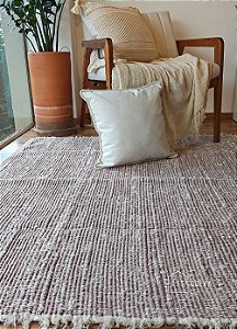 Tapete Peludo Algodão Sala Quarto Versatto Rosé Cru 150 x 200