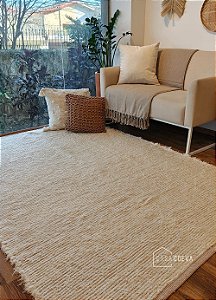 Tapete Peludo Algodão Sala Quarto Versatto Rosé Cru 150 x 200